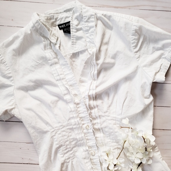 Wet Seal Tops - Wet Seal White Button Up Blouse Small